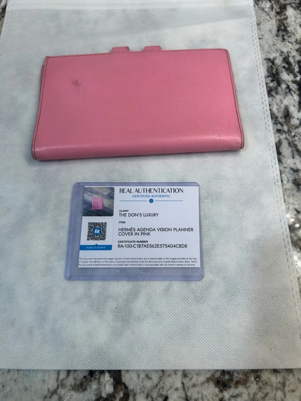 Hermes Pink Agenda Vision Planner Cover with COA